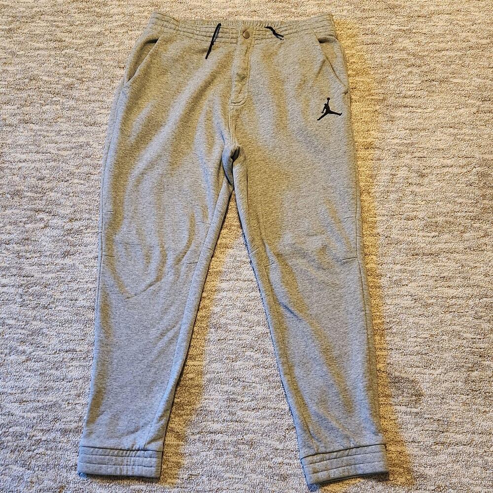 Jordan Pants Mens XL Gray Fleece Jogger Sweatpants Zip Pocket 814802-063